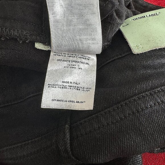 Off-White Denim Black Logo Jeans Women Size 24 - Picture 16 of 16